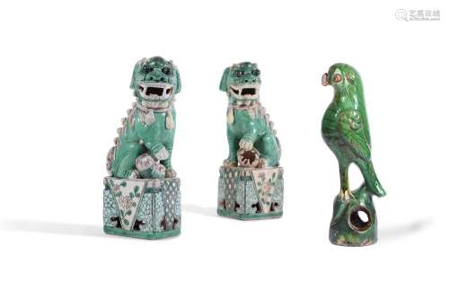 A PAIR OF CHINESE FAMILLE VERTE BUDDHIST LIONS, 18TH CENTURY...