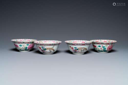 Lot 732: FOUR CHINESE FAMILLE ROSE BOWLS FOR THE STRAITS OR ...