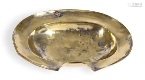 A GEORGE III BARBER'S BRASS SHAVING BOWL, LATE 18TH CEN...