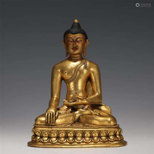 A Tibetan Gilt-Bronze Seated Shakyamuni