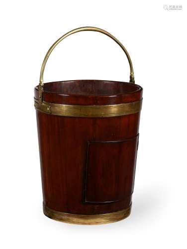 A GEORGE III MAHOGANY AND BRASS MOUNTED PEAT BUCKET, CIRCA 1...