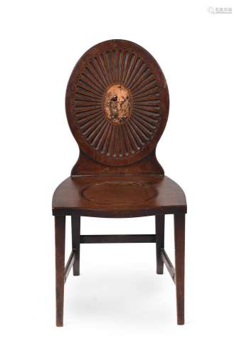 A GEORGE III MAHOGANY HALL CHAIR, AFTER A DESIGN BY INCE &am...