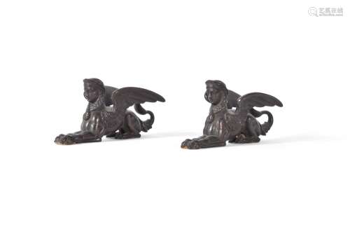 A PAIR OF VICTORIAN BRONZE SPHINX MOUNTS, 19TH CENTURY