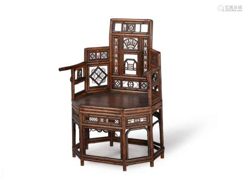 A CHINESE EXPORT BAMBOO 'ROYAL PAVILION' ARMCHAIR,...