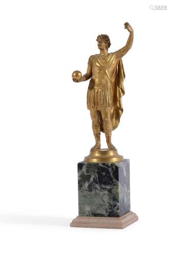 A GILT BRONZE MODEL OF A ROMAN EMPEROR, IN THE MANNER OF MAT...