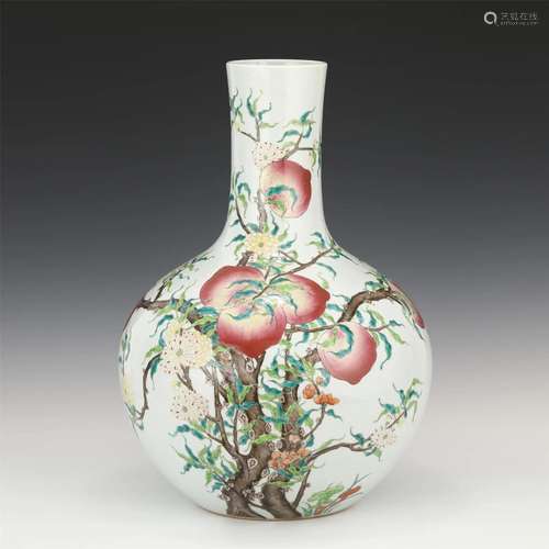 A Famille Rose Peaches Globular Vase