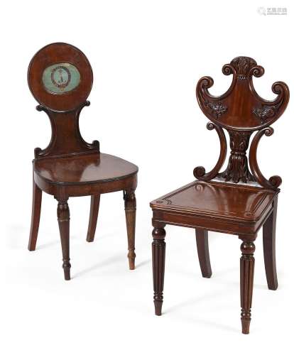 A GEORGE IV MAHOGANY HALL CHAIR, ATTRIBUTED TO GILLOWS, CIRC...