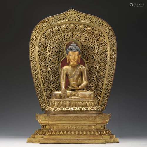 A Gilt-Bronze Seated Bhaiyajyaguru