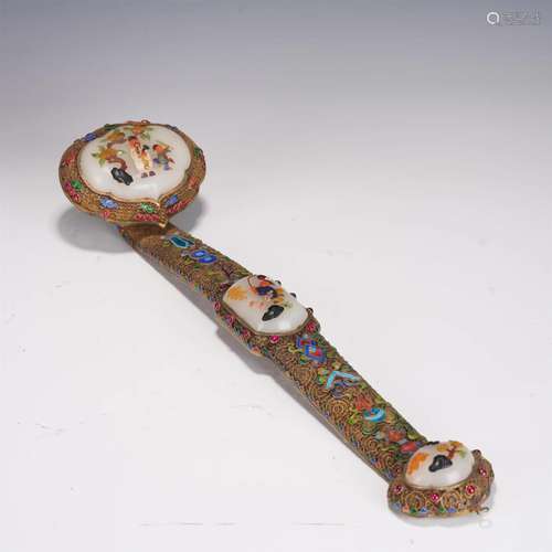 A Hardstones Inlaid Ruyi Scepter