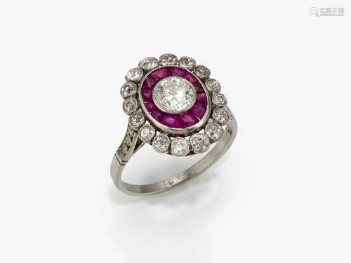 A ring with rubies and diamonds