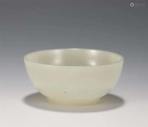 A Carved White Jade Bowl