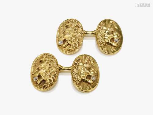 Cufflinks with lion heads