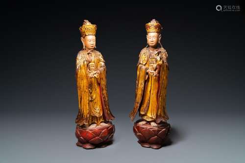 Lot 766: A PAIR OF LARGE CHINESE OR VIETNAMESE GILDED, LACQU...