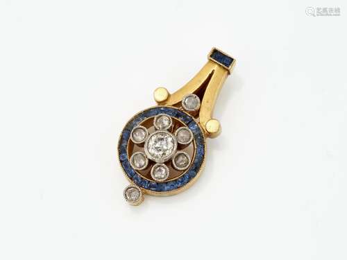 A historical pendant decorated with diamonds and sapphires