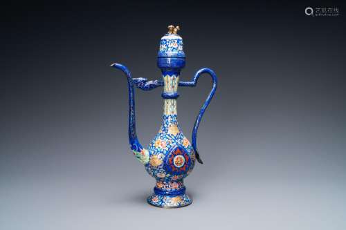 Lot 771: A LARGE CHINESE CANTON ENAMEL EWER AND COVER FOR TH...