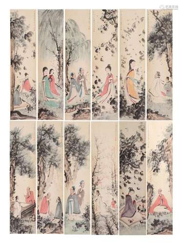 Chinese Handscroll Painting Depicting Figures Story