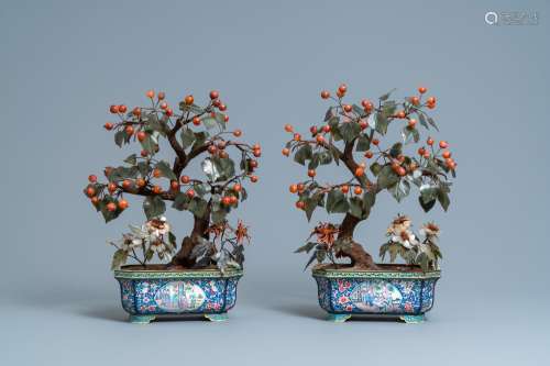 Lot 774: A PAIR OF LARGE CHINESE CANTON ENAMEL JARDINIERES W...