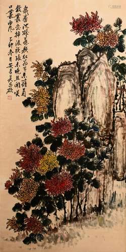 Chinese Scroll Painting of Chrysanthemum