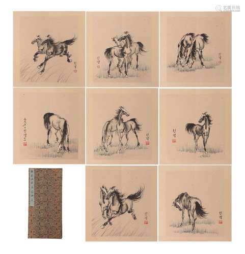 Chinese Painting Album Of Horses