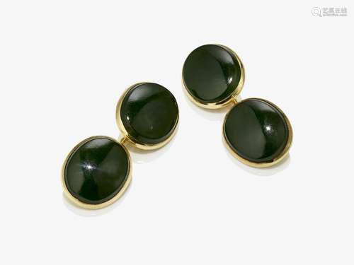 A pair of jade cufflinks