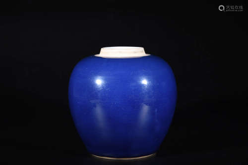 清乾隆 霁蓝釉罐