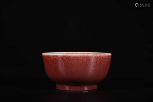 清中期 郎红釉墩式碗