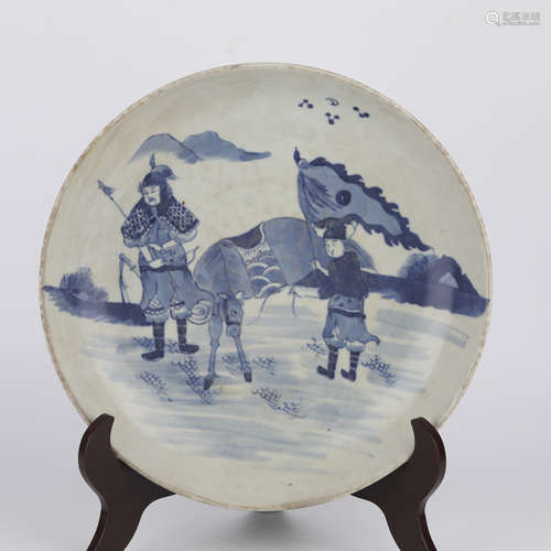 Blue and White Figures Plate