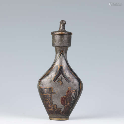 Bronze Colored Figure moon flask