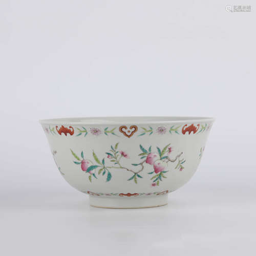 Famille Rose Flower and Fruits Bowl