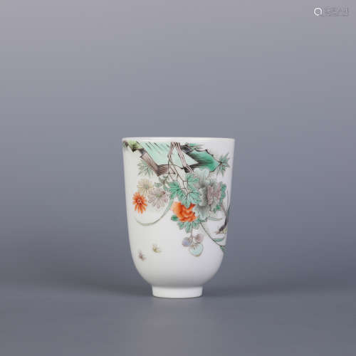 Wucai Flower and Bird Cup