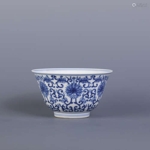 Blue and White Interlocking Treasures Bowl