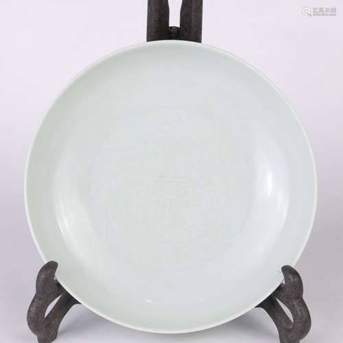 Light Greenish-Blue Glaze Shou Plate