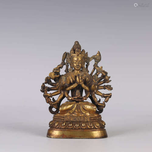 Gilt Bronze Figure of Ten-Armed Avalokitesvara