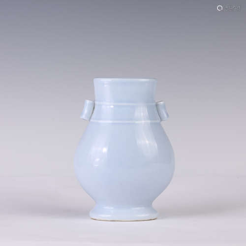 Sky-blue Glazed Double Ears Vase