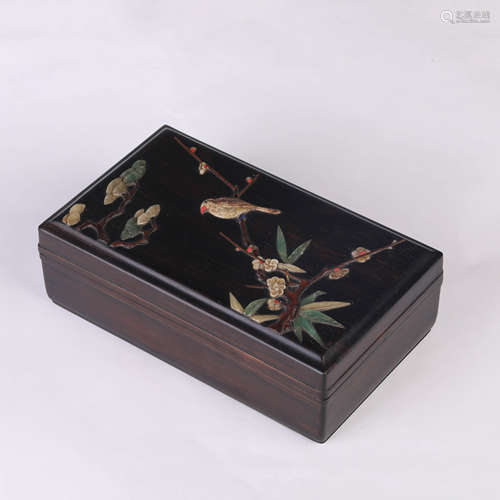 Rosewood Mother of Pearl Inlaying Flower and Bird Box