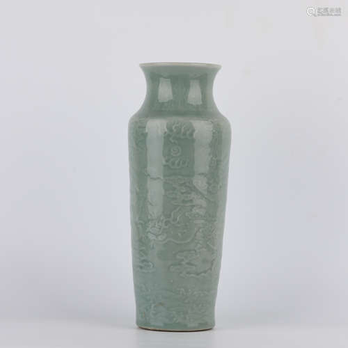 Celadon Glaze Incised Dragon Sleeve Vase