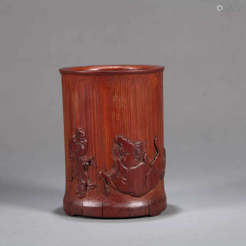 Bamboo Carved Horse Brush Pot