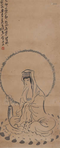 Chinese Guanyin Painting, Wu Changshuo Mark