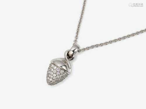 An acorn pendant with brilliant cut diamonds