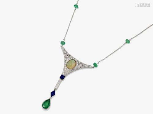 A Shorty necklace decorated with emeralds, brilliant cut dia...