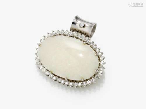 A pendant with crystal opal and brilliant cut diamonds
