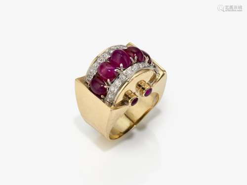 A ring with rubies and diamonds