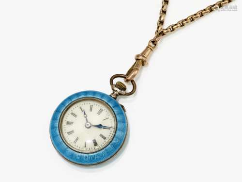 A ladies pocket watch with enamel