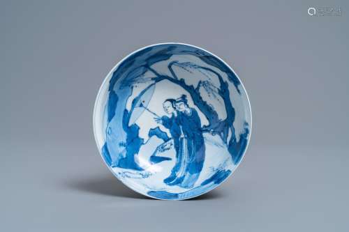 XI XIANG JI' SHALLOW BOWL DEPICTING CUI YINGYING AND HE...