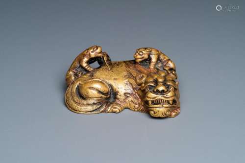LION WITH CUBS' SCROLL WEIGHT, QING