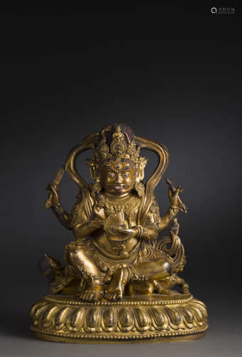 Copper and Golden Buddha Statue