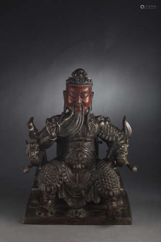 Copper GuanGong Statue from Qing