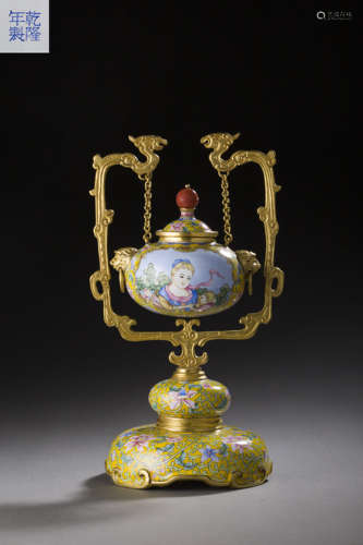 Copper Colour Enameled Censer from QianLong