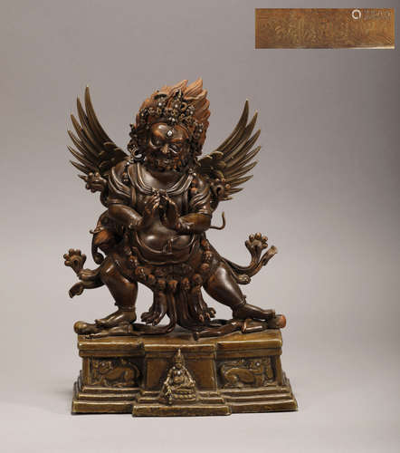 Copper inlaying with Silvering Arhat Statue from Ming