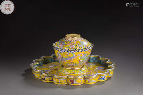 Copper Colour Enameled Tea Cup Holder from QianLong